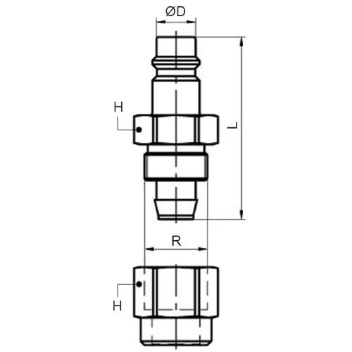 Disegno Tecnico AEU-75PMBConnection with push-on fitting