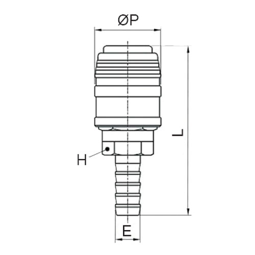 Disegno Tecnico EU-75N-EBQuick coupler with barb connector