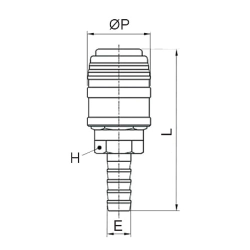 Disegno Tecnico EU-75S-EBSAFETY quick coupler with barb connector