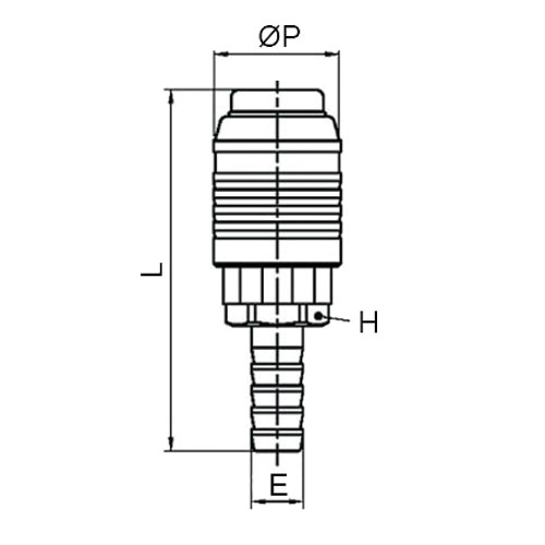 Disegno Tecnico FLUID-10N-EBQuick coupler with barb connector