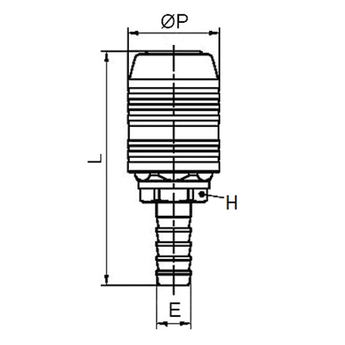 Disegno Tecnico FLUID-10S-EBSafety quick coupler with barb connector