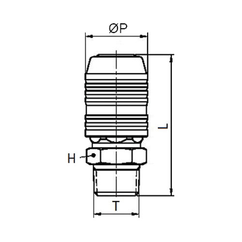 Disegno Tecnico FLUID-10S-MBSafety male quick coupler