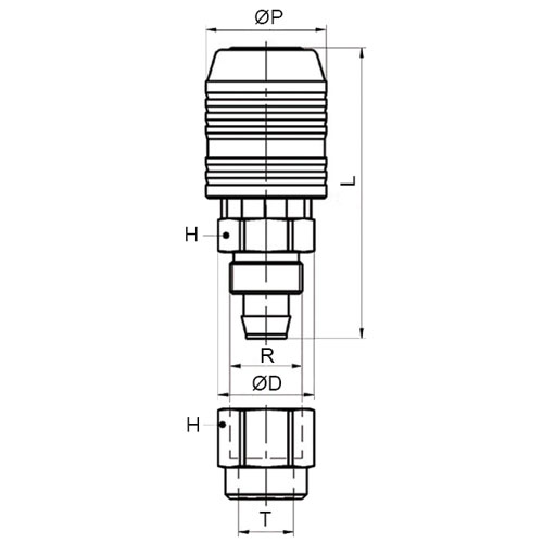 Disegno Tecnico FLUID-10S-PMBSafety joint push-on fitting