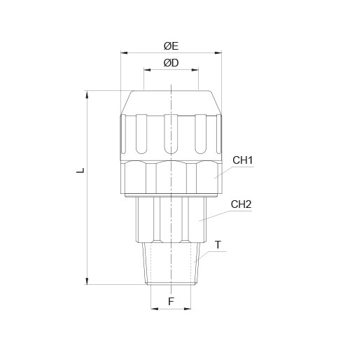 Disegno Tecnico FPCAMale BSPT thread connector - aluminum body