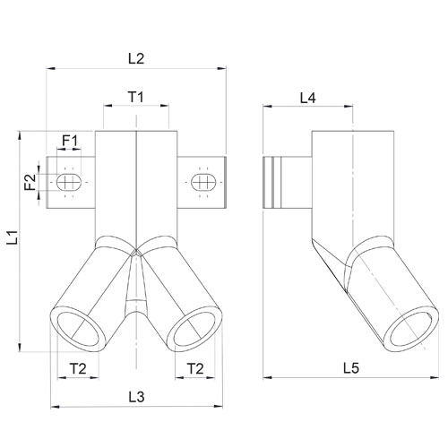 Disegno Tecnico FPDASDouble applique in inox AISI 316L