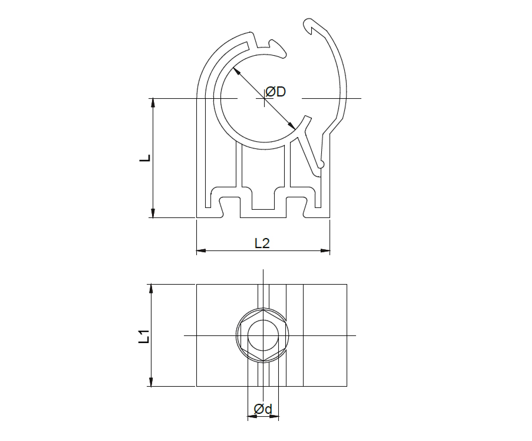 Disegno Tecnico FPSTFixing clip rigid pipe