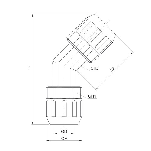 Disegno Tecnico FPULHUnion elbow 135°