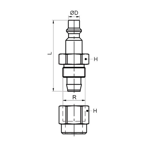 Disegno Tecnico NE-10PMBConnection with push-on fitting