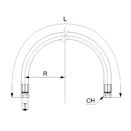 Disegno Tecnico TUCTube for compressor connection with female swivel fittings